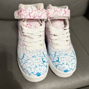 Kids High-Top Sneakers with Pink and Blue Accents size 3